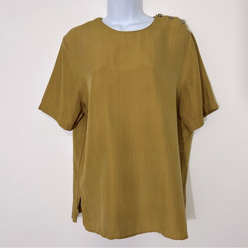 George Georgiou Ladies Size Medium 100% Silk Shimmering Gold Top
